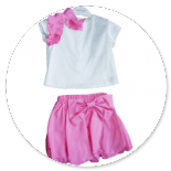 TSHIRT BIANCA CON FIOCCO ROSA BUBBLE E GONNA BOMBOLINO ROSA BUBBLE 