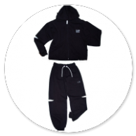 CARDIGAN E PANTALONE IN FELPA NERO CON BUCHI 