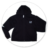 CARDIGAN IN FELPA CON CAPPUCCIO NERO CON BUCHI 