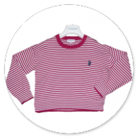 MAGLIA A SCATOLETTARIGA BIANCA E FRAGOLA 