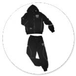 COMPLETO TUTA NERA RIFINITA BIANCA 