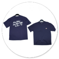 TSHIRT BLU CON SCRITTE DIETRO BIANCHE