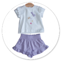 COMPLETO TSHIRT BIANCA E SHORT LILLA 