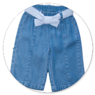 PANTALONE IN CHAMBRAY FIOCCO IN VITA 