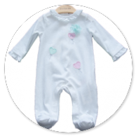 TUTINA BIANCA CON CUORI ROSA E VERDE 