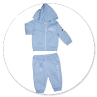 COMPLETO IN FELPA CELESTE CON CAPPUCCIO